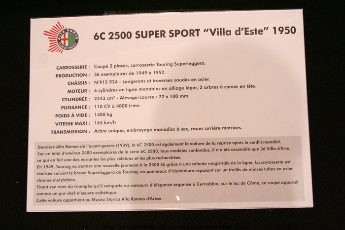 alfa romeo 6c 2500 super sport villa este 1950 (Epoquauto 2010)
