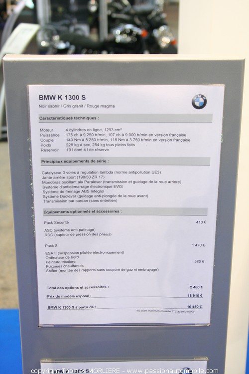 MOTO BMW K 1300 S 2010 (Salon 2 roues de Lyon 2010)