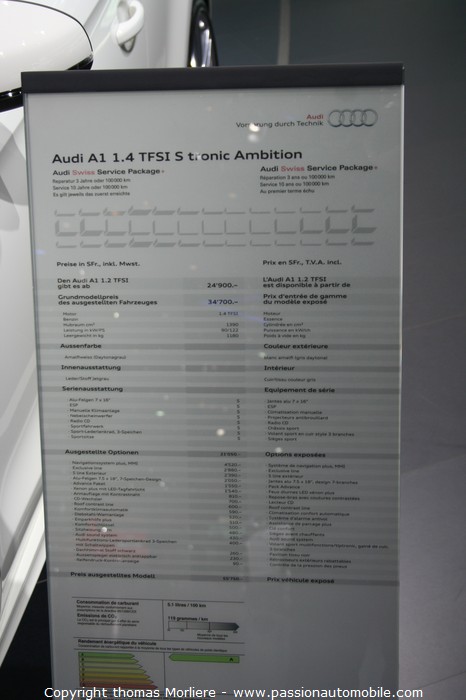 Audi A1 1.4 TFSI tiptronic Ambition 2010 (Salon automobile de Genve 2010)